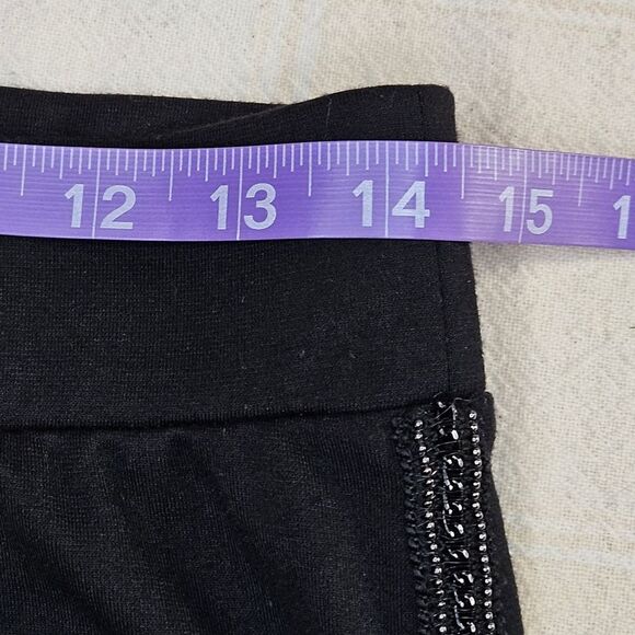 INC International Concepts Black Stretch Wide Waistband Beaded Pull On Leggings - Picture 10 of 13